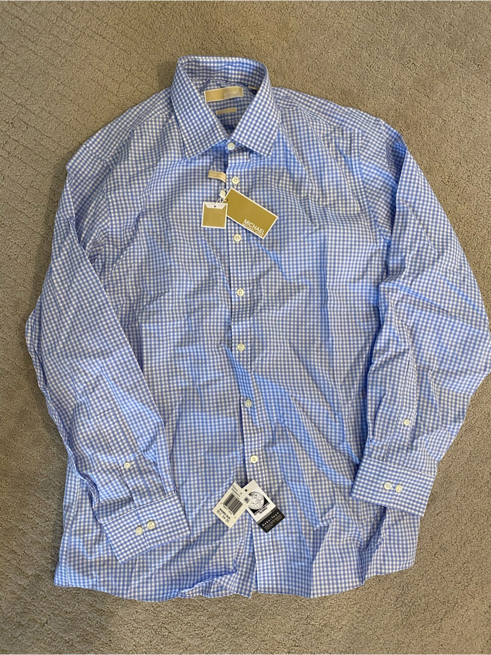 Michael Kors Light Blue Gingham Dress Shirt